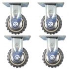 4inch plastic caster wheel industrial castor solid ribbed tread tyre cover fixed rough terrain 4pcs bundle