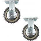 riin 2pcs 6inch plastic caster wheel industrial castor solid ribbed tread tyre with cover fixed non-swivel for flat or rough terrain 350kg ea