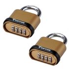 combination padlock key code password protected key brass stainless steel security outdoor heavy duty anti rust short shackle  2pcs