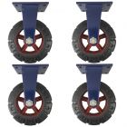 10inch super heavy duty caster wheel industrial castor solid ribbed tread tyre fixed non swivel for flat or rough terrain 1100kg 4pcs bundle