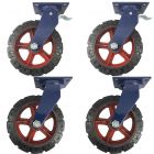 4pcs set 12inch super heavy duty caster wheel industrial castor solid ribbed tread tyre 2 swivel with lock + 2 swivel only for flat or rough terrain 1200kg each