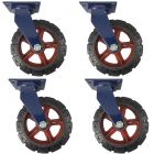 4pcs 12inch super heavy duty caster wheel industrial castor solid ribbed tread tyre swivel without brake/lock for flat or rough terrain 1200kg each