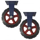 12inch super heavy duty caster wheel industrial castor solid ribbed tread tyre fixed non swivel for flat or rough terrain 1200kg each 2pcs bundle
