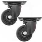 2pcs 3inch low profile caster wheel industrial castor solid wide wheel swivel without brake/lock for furniture trolley bench 250kg ea