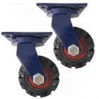 2pcs 6inch super heavy duty caster wheel industrial castor solid ribbed tread tyre swivel without brake/lock for flat or rough terrain