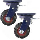 6inch super heavy duty caster wheel industrial castor solid ribbed tread tyre swivel with brake/lock flat rough terrain front