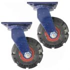 2pcs 8inch super heavy duty caster wheel industrial castor solid ribbed tread tyre swivel without brake/lock for flat or rough terrain