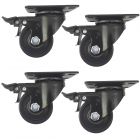 4pcs 2.5inch low profile caster wheel industrial castor solid wide wheel swivel with brake/lock for furniture trolley bench 200kg ea