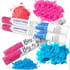 4pcs set confettified holi powder smoke & confetti cannon launcher popper for gender reveal party 45cm 2pink + 2blue