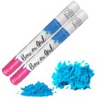 2pcs confettified holi powder smoke & confetti cannon launcher popper for gender reveal party 45cm l blue