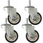 4x 3inch 75mm solid hard plastic bolt caster wheel light duty swivel without brake /lock industrial castor 100kg ea for trolley furniture chair