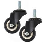 2x 2inch 50mm solid hard plastic bolt caster wheel light duty swivel without brake /lock industrial castor 45kg ea for trolley furniture chair