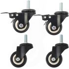 4pcs set 2inch 50mm solid hard plastic bolt caster wheel light duty 2 swivel & 2 swivel with brake /lock industrial castor 45kg ea for trolley furniture chair