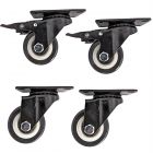 4pcs set 3inch solid hard plastic pu caster wheel light duty 2 swivel&brake + 2 swivel industrial castor 100kg overall height 105mm for trolley furniture equipment