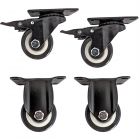 4pcs set 3inch solid hard plastic pu caster wheel light duty 2 swivel&brake & 2 fixed industrial castor 100kg overall height 105mm for trolley furniture equipment