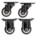4pcs set 3inch solid hard plastic pu caster wheel light duty 2 fixed & 2 swivel without brake industrial castor 100kg overall height 105mm for trolley furniture equipment
