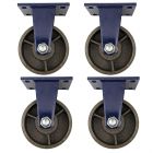 4pcs 6 inch super heavy duty caster wheel industrial castor all metal heat resistant non swivel / fixed for flat ground and high temperature use 1200kg ea capacity 200mm high