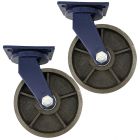 2pcs 8 inch super heavy duty caster wheel industrial castor all metal heat resistant swivel without brake/lock for flat ground and high temperature use 1500kg ea capacity 255mm high