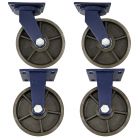 4pcs set 8 inch super heavy duty caster wheel industrial castor all metal heat resistant 2 swivel + 2 fixed for flat ground and high temperature use 1500kg ea capacity 255mm high