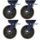 4pcs 8 inch super heavy duty caster wheel industrial castor all metal heat resistant swivel with brake/lock for flat ground and high temperature use 1500kg ea capacity 255mm high