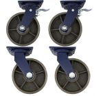 4pcs set 8 inch super heavy duty caster wheel industrial castor all metal heat resistant 2 swivel&lock + 2 swivel for flat ground and high temperature use 1500kg ea capacity 255mm high