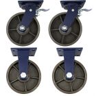 4pcs set 8 inch super heavy duty caster wheel industrial castor all metal heat resistant 2 swivel&lock + 2 fixed for flat ground and high temperature use 1500kg ea capacity 255mm high