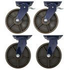 4pcs set 10 inch super heavy duty caster wheel industrial castor all metal heat resistant 2 swivel&lock + 2 swivel for flat ground and high temperature use 2000kg ea capacity 315mm high key specs