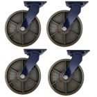 4pcs 12 inch super heavy duty caster wheel industrial castor all metal heat resistant swivel without brake/lock for flat ground and high temperature use 3000kg ea capacity 370mm high