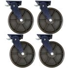 4pcs 12 inch super heavy duty caster wheel industrial castor all metal heat resistant swivel with brake/lock for flat ground and high temperature use 3000kg ea capacity 370mm high