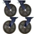 4pcs set 12 inch super heavy duty caster wheel industrial castor all metal heat resistant 2 swivel&lock + 2 swivel for flat ground and high temperature use 3000kg ea capacity 370mm high