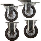 4pcs set 4inch small stainless steel caster hard nylon wheel light duty 2 swivel&lock + 2 fixed industrial castor 130kg ea height 130mm for trolley furniture equipment