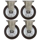 4pcs 5 inch small stainless steel caster hard nylon wheel light duty non-swivel / fixed industrial castor 140kg ea height 156mm for trolley furniture equipment