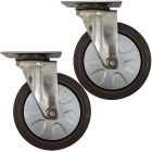 2pcs 5inch small stainless steel caster hard nylon wheel light duty swivel without brake/lock industrial castor 140kg ea height 156mm for trolley furniture equipment