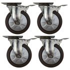 4pcs 5inch small stainless steel caster hard nylon wheel light duty swivel with brake /lock industrial castor 140kg ea height 156mm for trolley furniture equipment