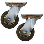 2pcs 4inch rubber caster wheel industrial castor solid ribbed tread tyre swivel without brake/lock for flat or rough terrain 280kg ea