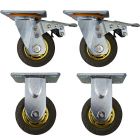 4pcs set 4inch rubber caster wheel industrial castor solid treaded tyre 2 swivel&lock + 2 fixed for flat or rough terrain 280kg ea overall height 142mm