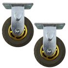 2pcs 5inch rubber caster wheel industrial castor solid ribbed tread tyre non swivel /fixed for flat or rough terrain 300kg each