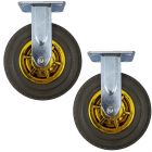 2pcs 8 inch rubber caster wheel industrial castor solid ribbed tread tyre non swivel /fixed for flat or rough terrain 400kg ea