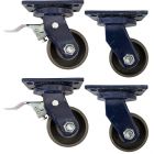 4pcs set 4inch heavy duty caster wheel industrial castor all metal heat resistant 2 swivel&lock & 2 swivel for flat ground and high temperature 500kg ea overall height 156mm