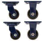 4pcs set 4inch heavy duty caster wheel industrial castor all metal heat resistant 2 swivel & 2 fixed for flat ground and high temperature 500kg ea overall height 156mm