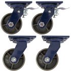 4pcs set 5inch heavy duty caster wheel industrial castor all metal heat resistant 2 swivel&lock & 2 swivel for flat ground and high temperature 600kg ea overall height 181mm