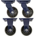 4pcs set 5inch heavy duty caster wheel industrial castor all metal heat resistant 2 swivel & 2 fixed for flat ground and high temperature 600kg ea overall height 181mm