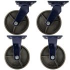 4pcs set 8inch heavy duty caster wheel industrial castor all metal heat resistant 2 swivel & 2 fixed for flat ground and high temperature 1 ton ea overall height 255mm