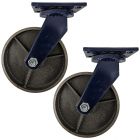 2pcs 8inch heavy duty caster wheel industrial castor all metal heat resistant swivel without brake/lock for flat ground and high temperature 1 ton ea overall height 255mm