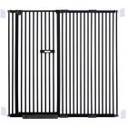 extra tall 150cm baby pet security gate metal safety guard tension pressure mounted for children dog kitten adjustable width range 145-155cm largest gap between bars 42mm model b43 black