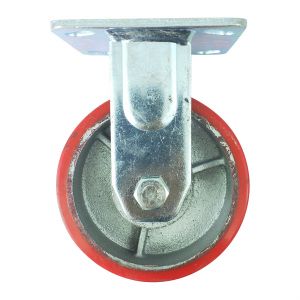 heavy duty metal caster wheel 5 inch 125mm industrial castor fixed non-swivel left view