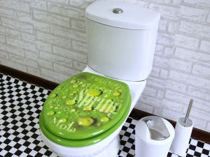 Universal Colorful Bathroom Toilet Seat Cover Lid Metal Hinges Spring Green