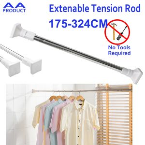 Adjustable Tension Rods Extendable Telescopic Stick Stainless Steel Rack Shower Window Curtain Closet Bathroom 175-324cm