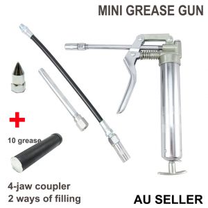Mini Grease Gun Manual Hand Pistol Grip Flexible Extension Hose with 10 Grease