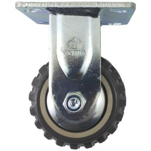 single 4inch plastic caster wheel industrial castor solid ribbed tread tyre with cover fixed non-swivel for flat or rough terrain 240kg ea